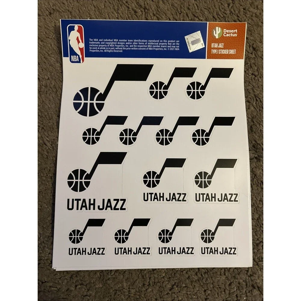 Utah Jazz Sticker Sheets Lot NBA Basketball Vinyl Decal Car Laptop Water Bottle